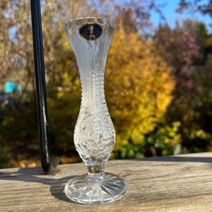 Velaska Bela Handmade Crystal Bud Vase Preowned With Stickers Made in Slovakia